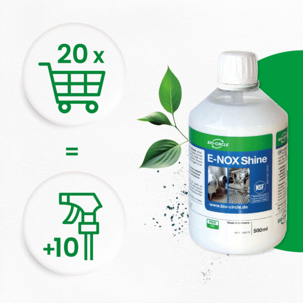 E-NOX Shine - 20 rPET bottles of 500 ml + 10 sprayers